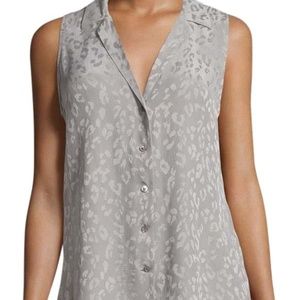 new Equipment Gray Sleeveless Leopard Print blouse